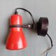 70's red lacquered metal wall spotlight