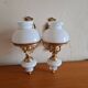 Pair of opaline and gilded brass wall lights