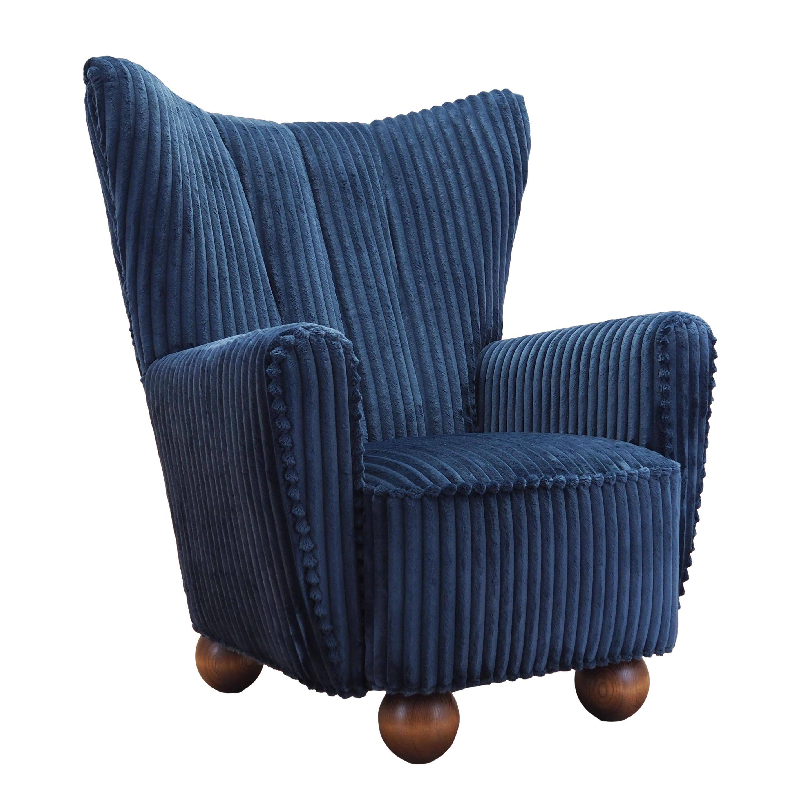 Navy blue armchair, Scandinavian design, production: Denmark