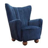 Navy blue armchair, Scandinavian design, production: Denmark