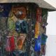 Peter Marsh porch lantern, colored glass, lead and Hammered Sheet metal, 1950s Arts & Crafts