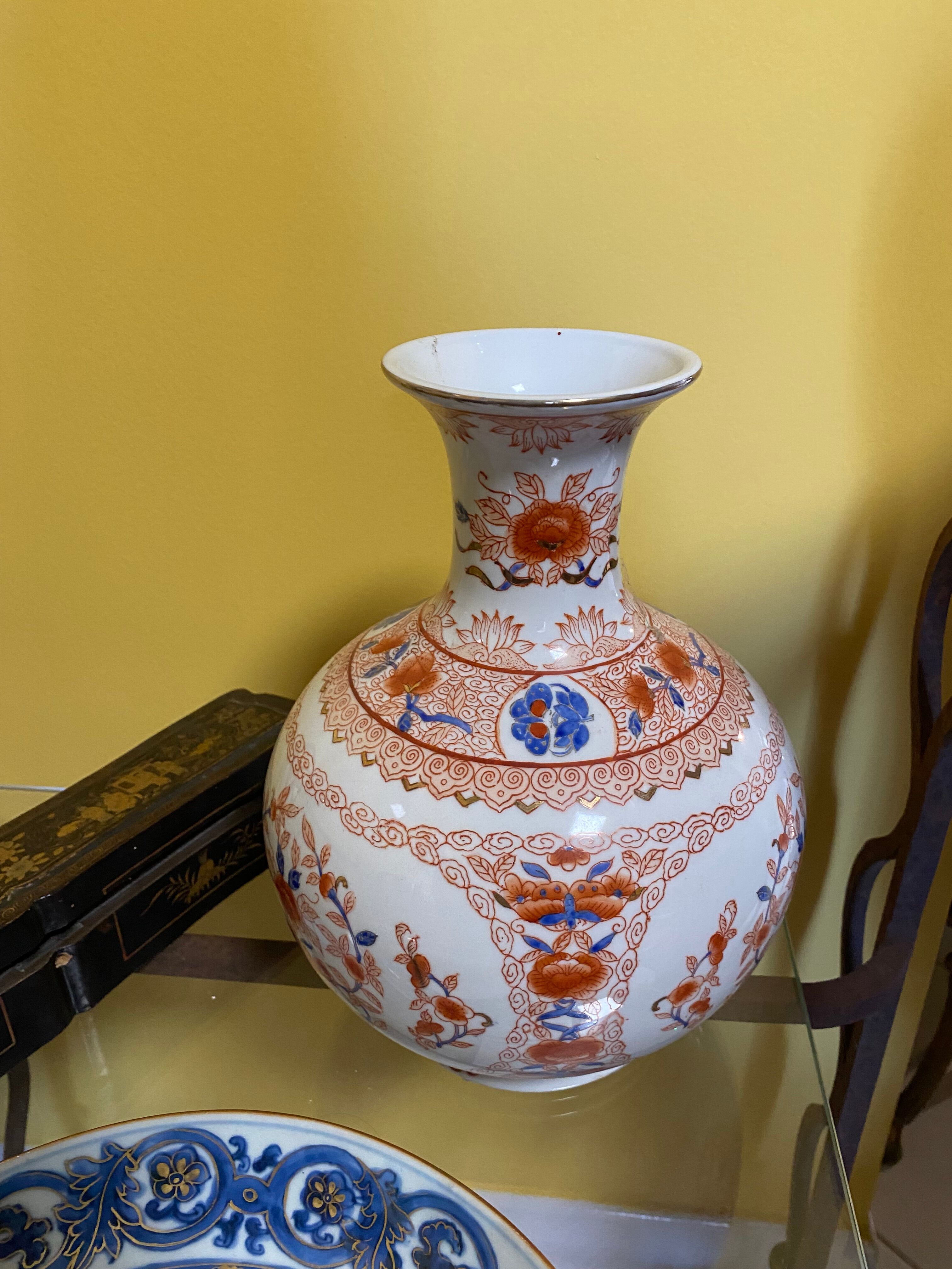 Imari style porcelain decorative vase