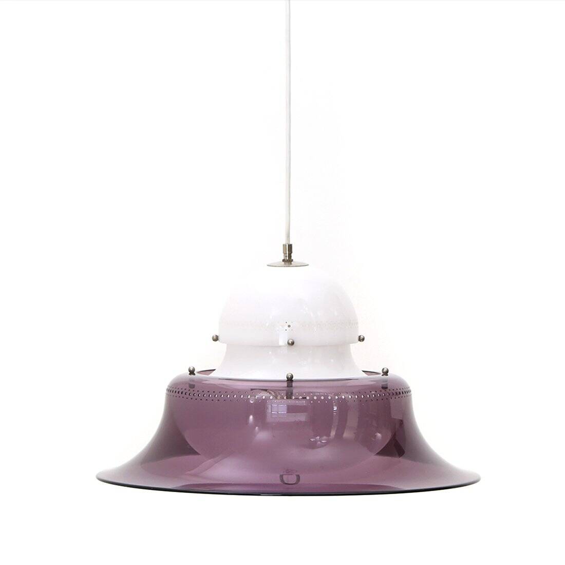 White and purple KD14 suspension by Sergio Asti for Kartell, 1970s.