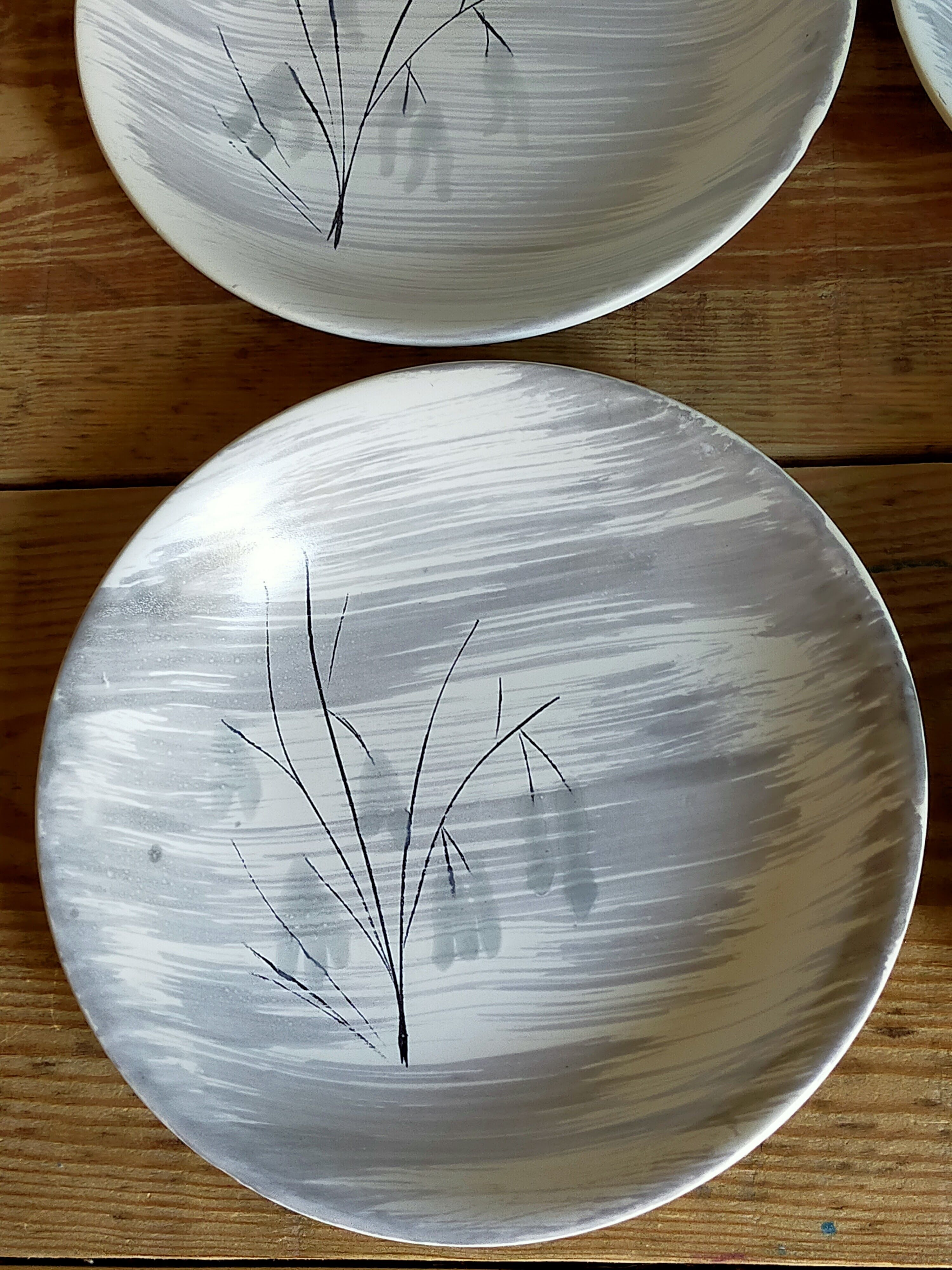 Six assiettes céramique Niderviller service "Chatons" années 50.