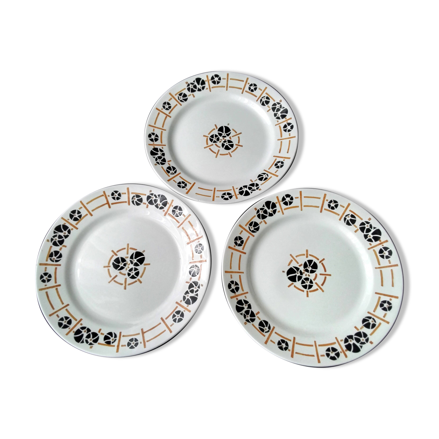 Set of 3 flat plates Pexonne Fenal Frères Nymphéa model