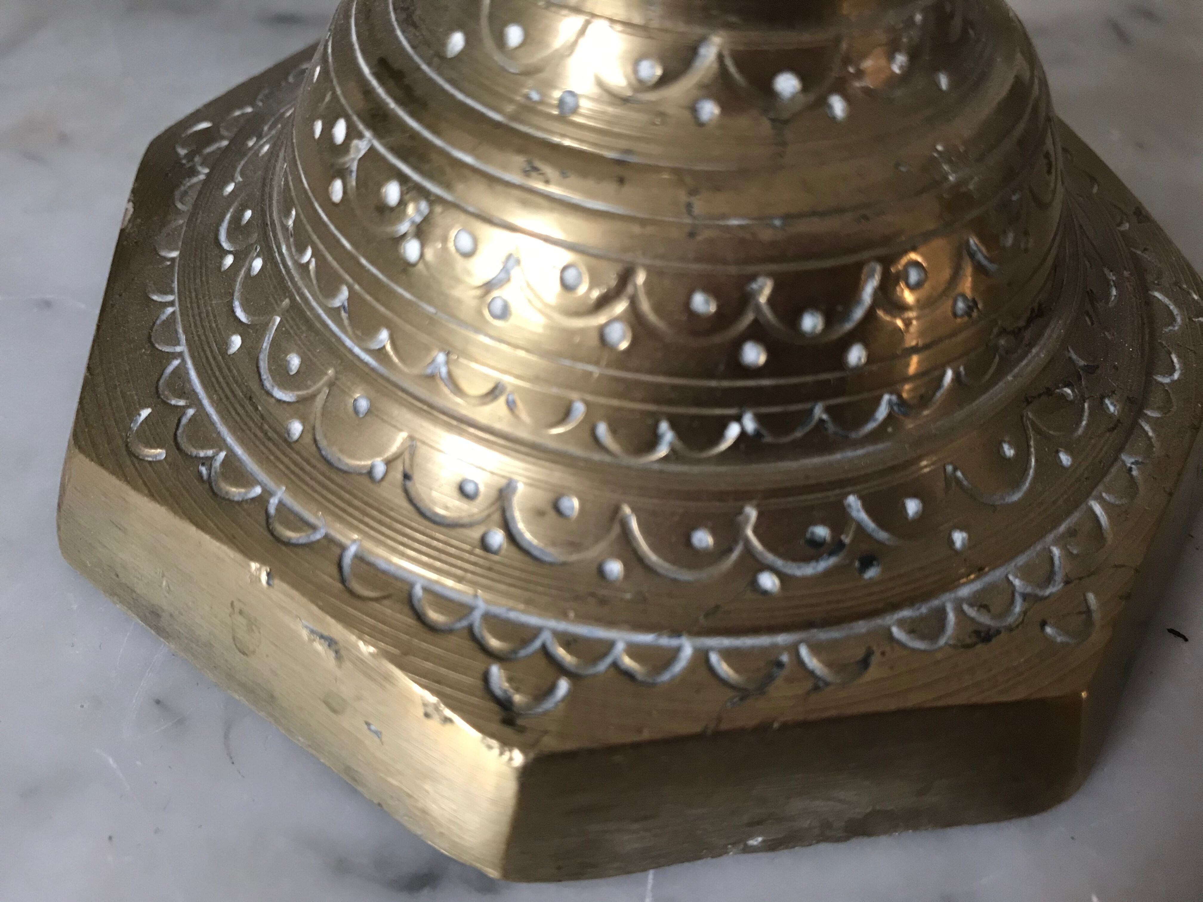 Pair of solid brass candlesticks