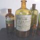 6 bottles of old amber and green pharmacy