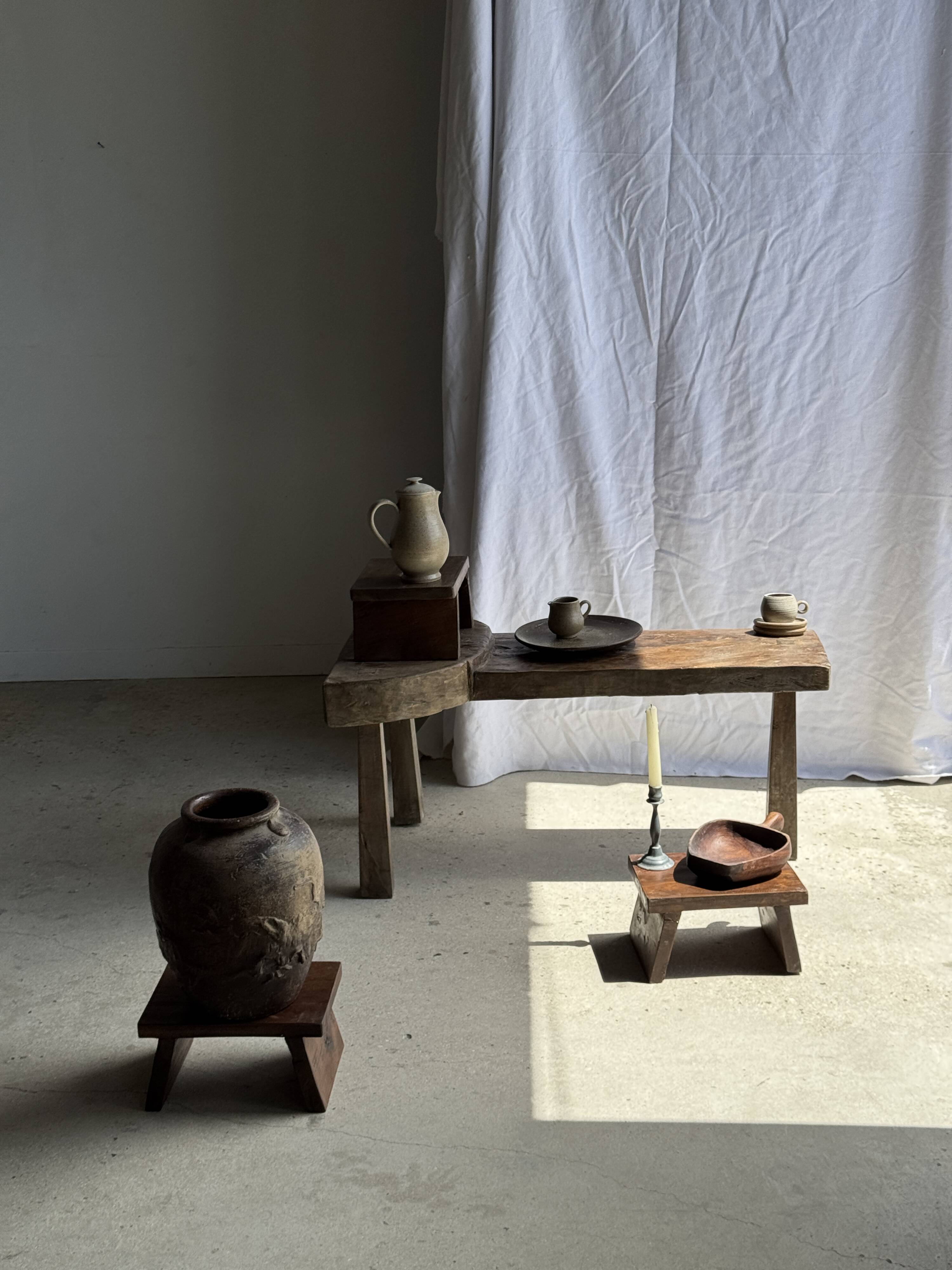 Small stool, auxiliary teak stool, Indonesian footrest H15