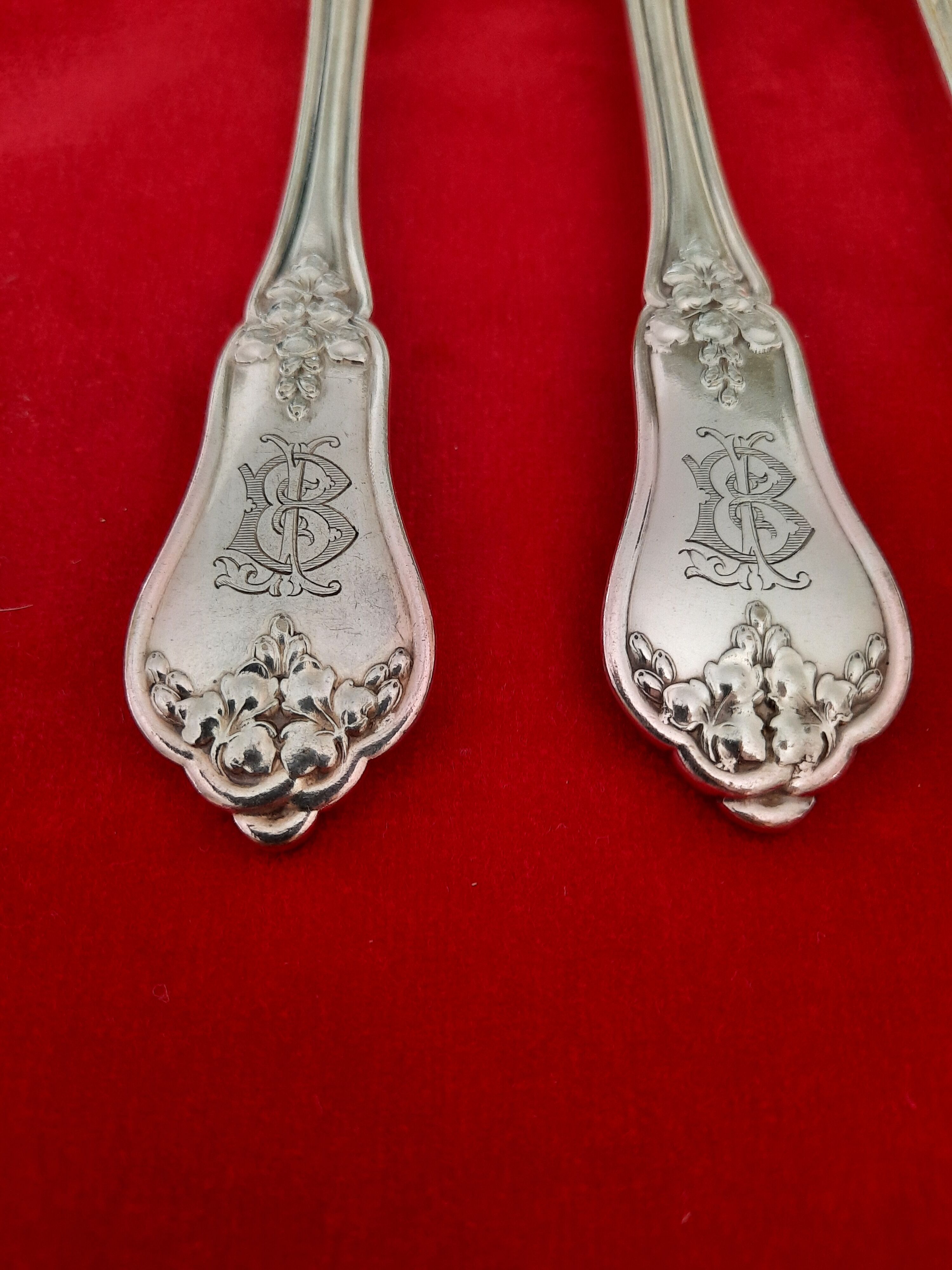 Antique silver-plated monogrammed cutlery set