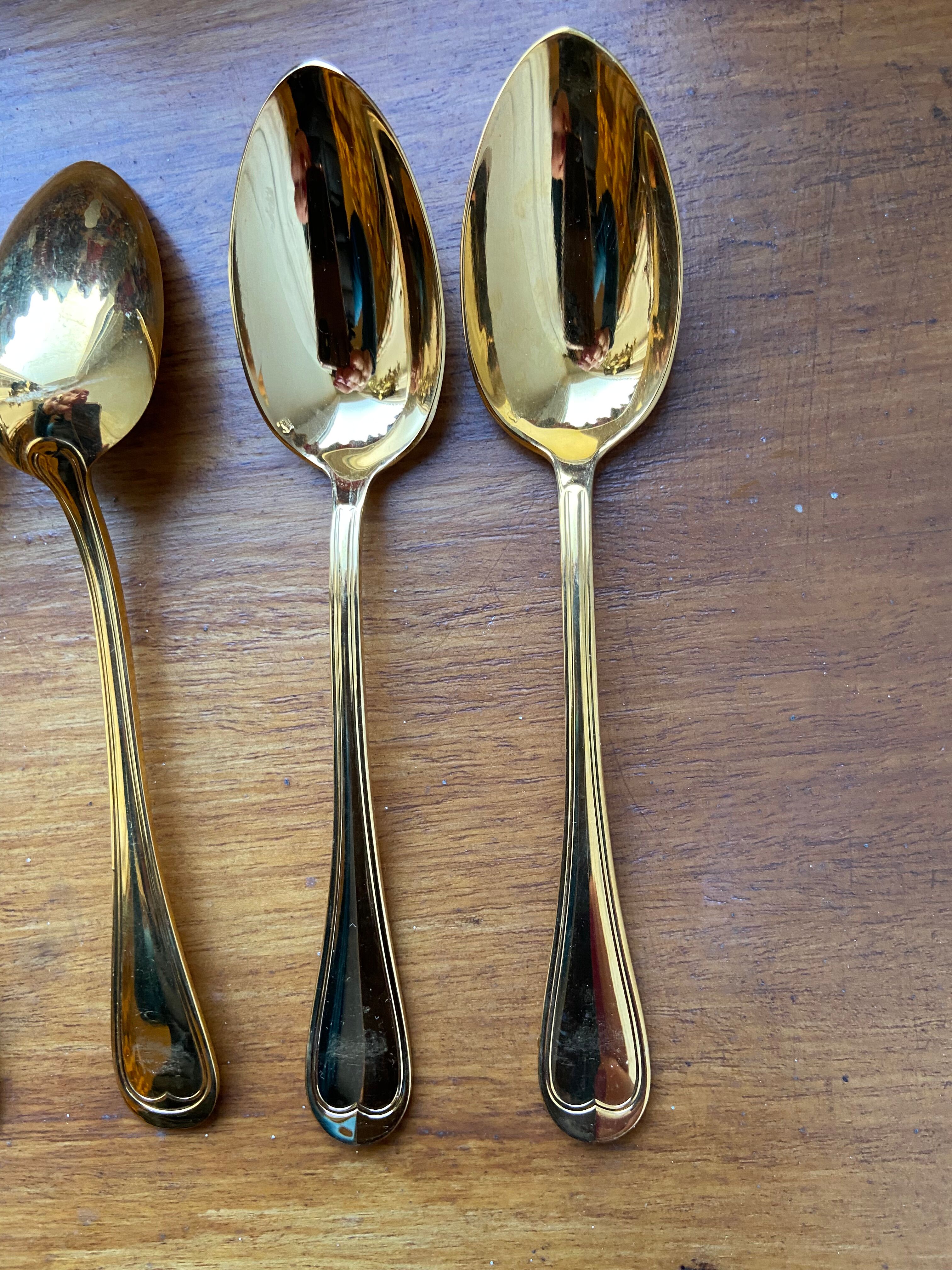 Twelve Golden Metal Coffee Spoons