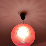 2 red glass Tosel pendants