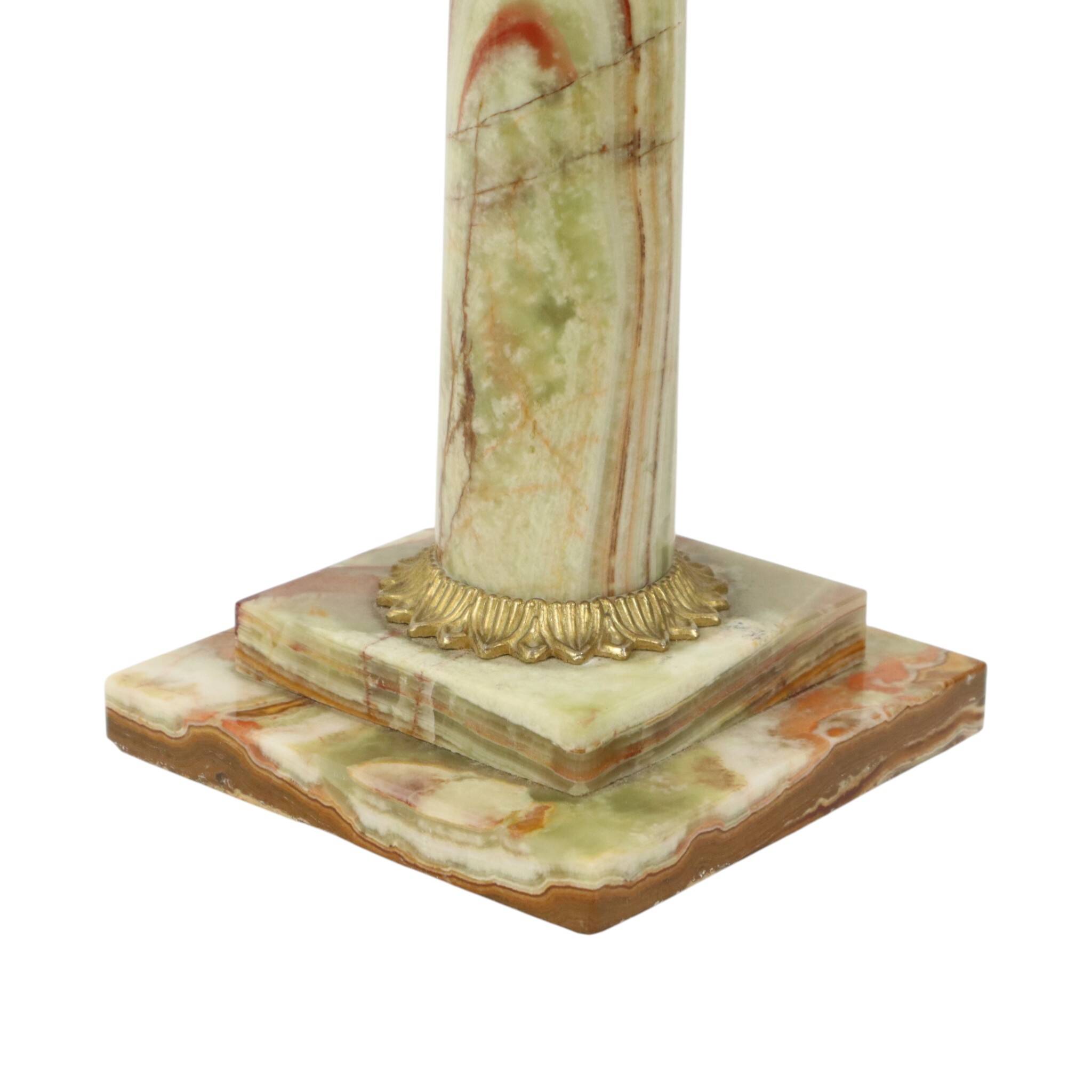 Classic Onyx Marble Brass Column Lamp 20th Century