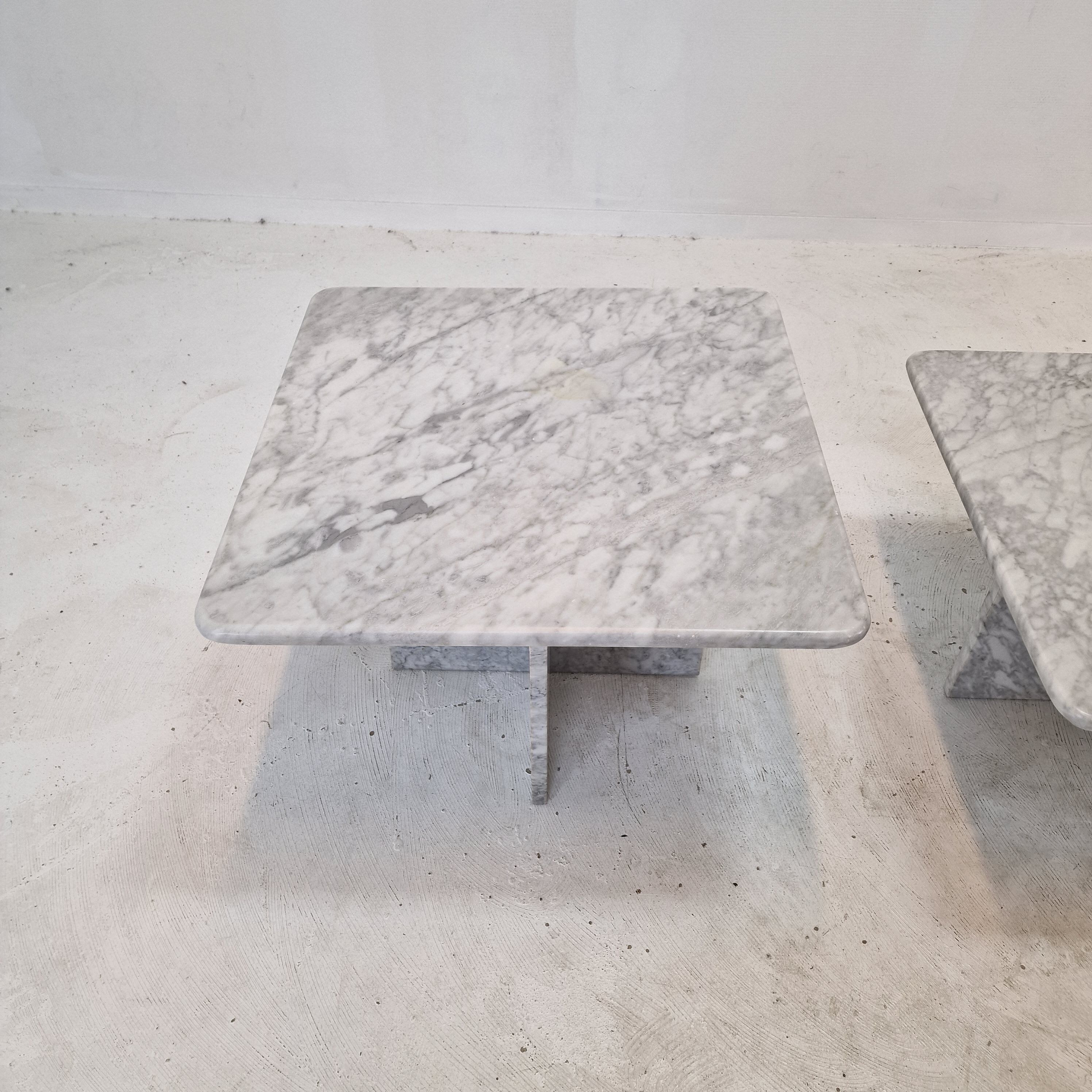 Set of 3 italian marble coffee or side tables, 1970s