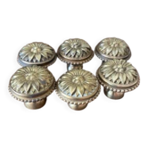 set of 6 solid brass handles in Louis XVI style