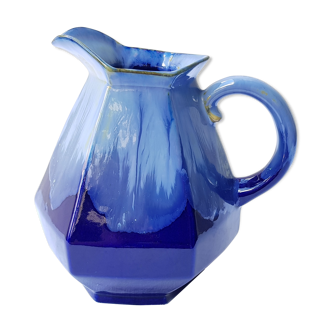 Ceramic pitcher in the shade of art deco blue