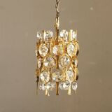 Hollywood Regency Brass & Crystal Glass Ceiling Lamp by Christoph Palme for Palwa