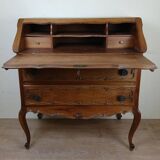 Louis XV Baroque scriban chest of drawers in solid wood, 20th century