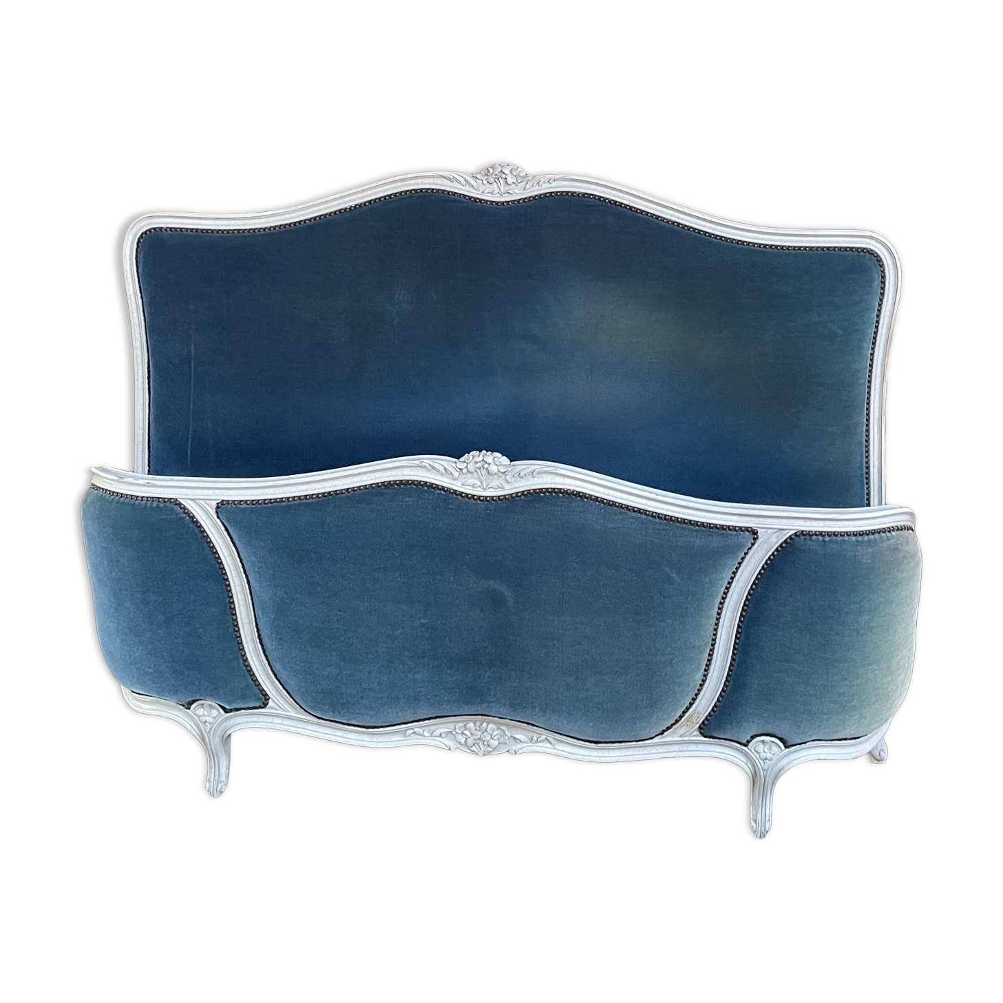 Bed basket Louis XV blue velvet