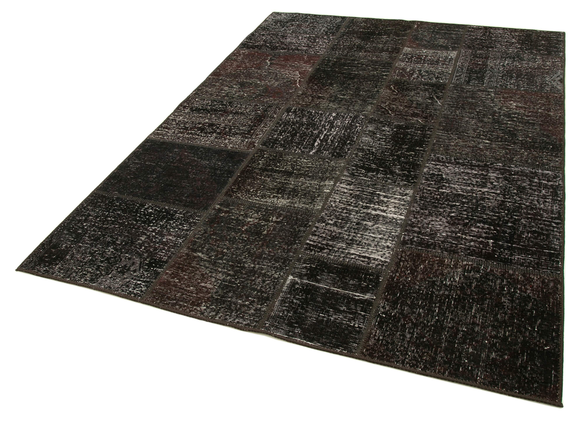 Hand-knotted oriental vintage 171 cm x 237 cm brown patchwork carpet