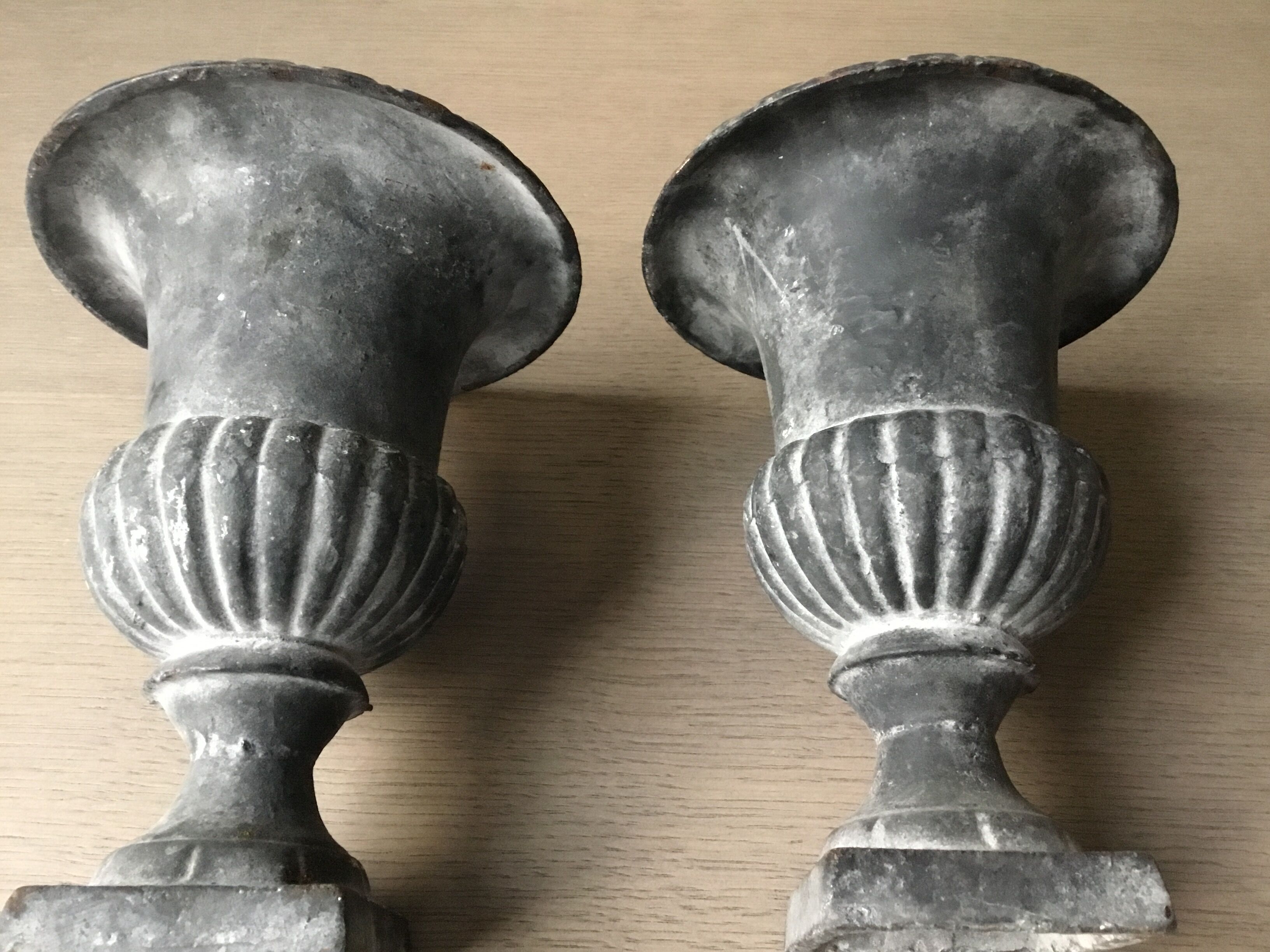 Pair of Medici style Planter Vases Anthracite Grey.