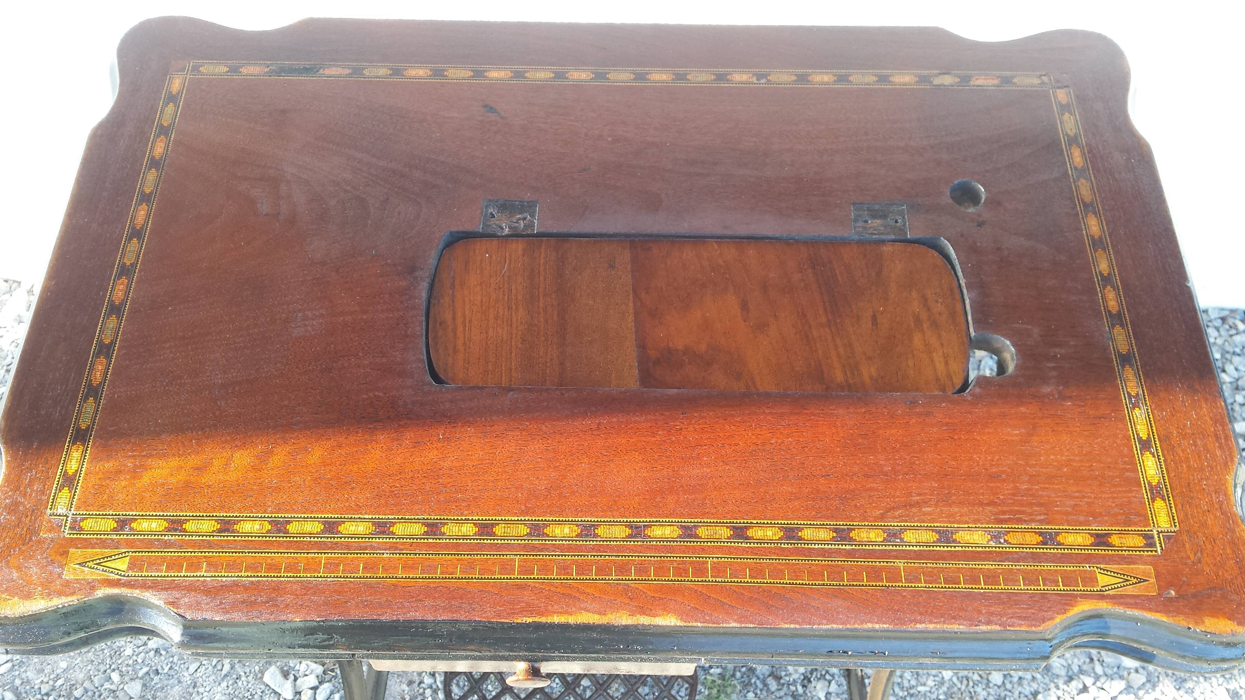 standing console of an old sewing machine