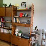 Modular Ladderax shelf in teak, 2 bays, Staples