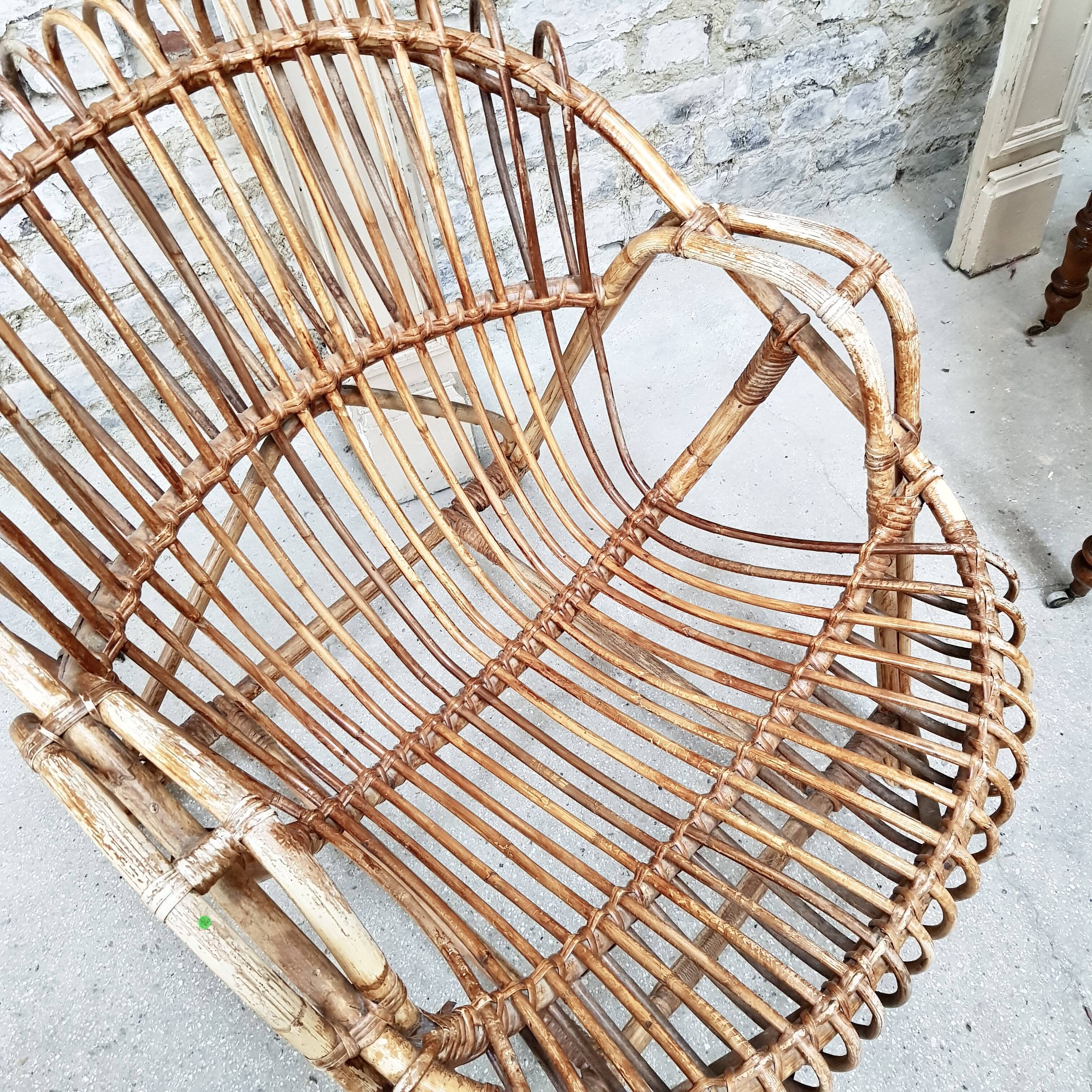 Armchair basket adult wicker curly