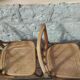Set of 2 antique bistro chairs. Curved and turned wood.