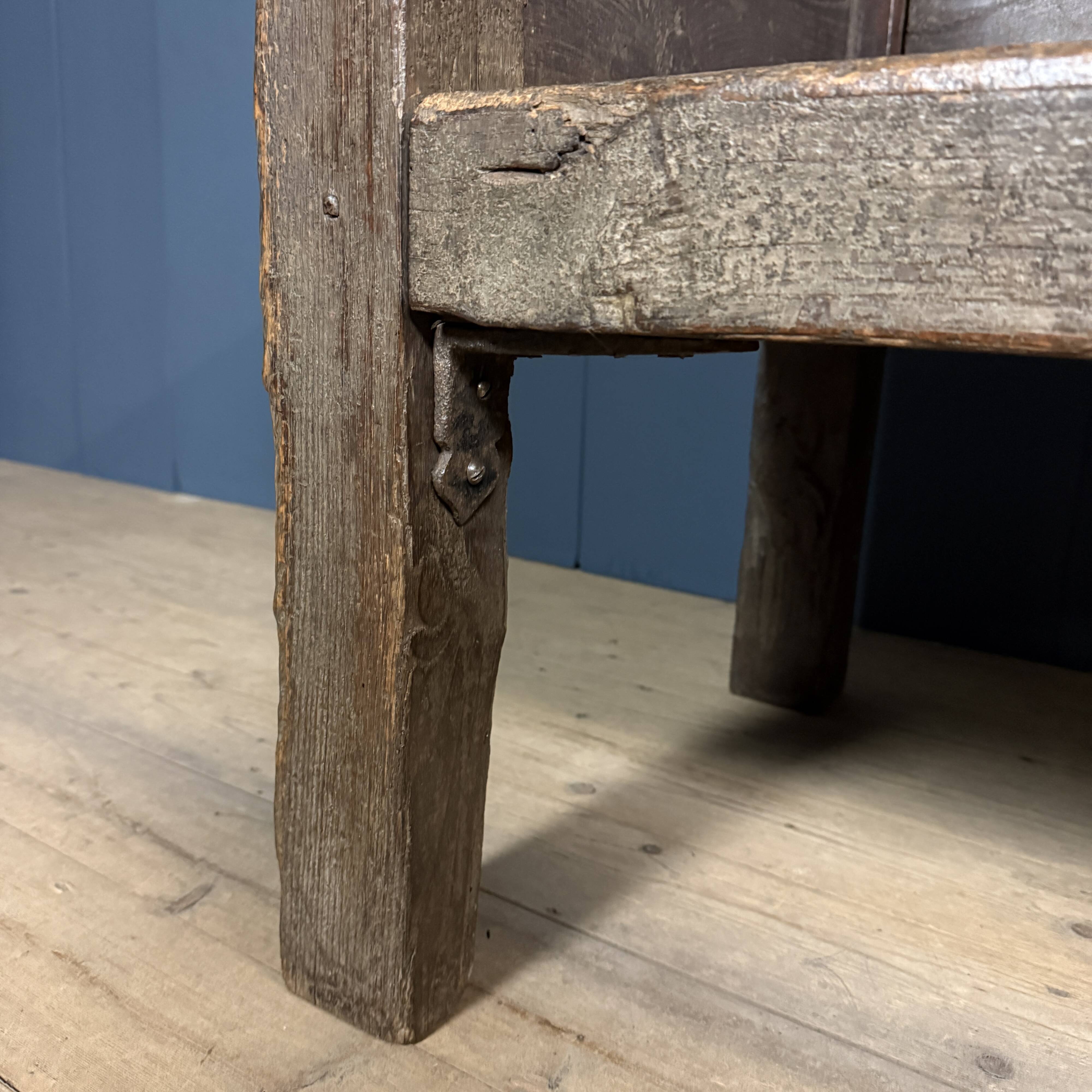 Antique Spanish chestnut wood bench from the 18th century