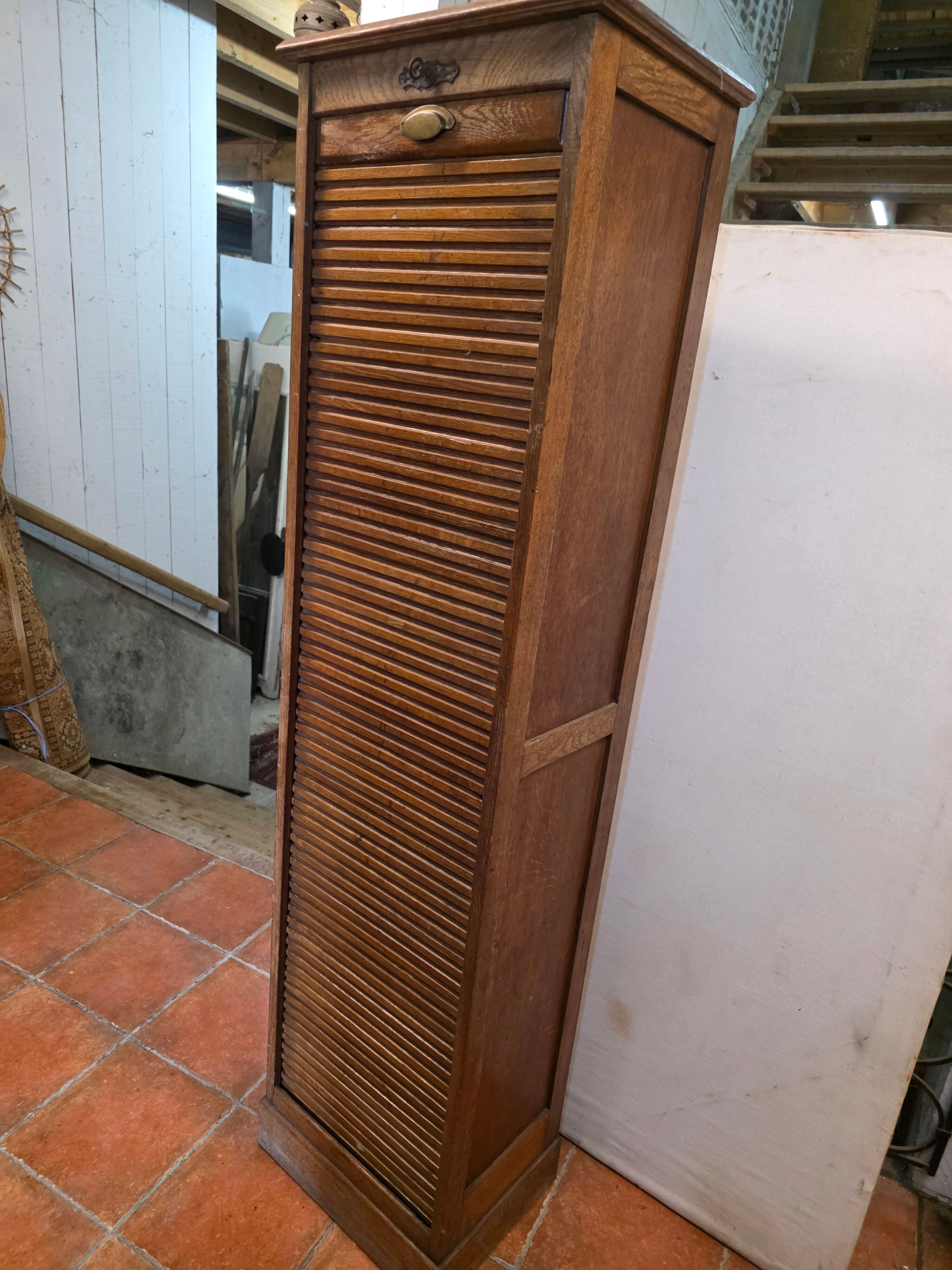 Pair of oak curtain file cabinets