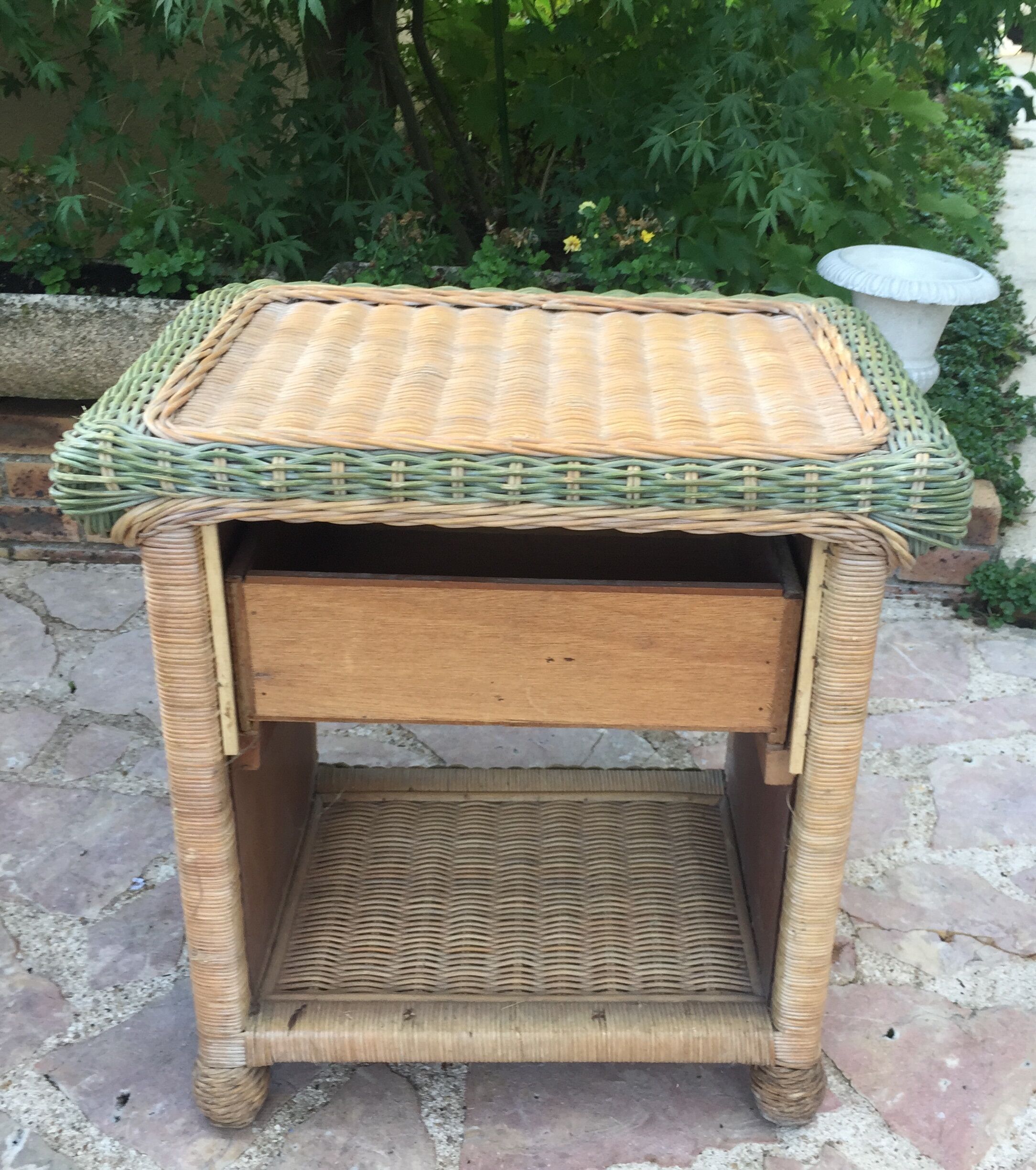 Rattan bedside table