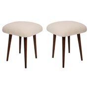 Set of two mid-century modern light beige boucle stools, Europe, 1960s.