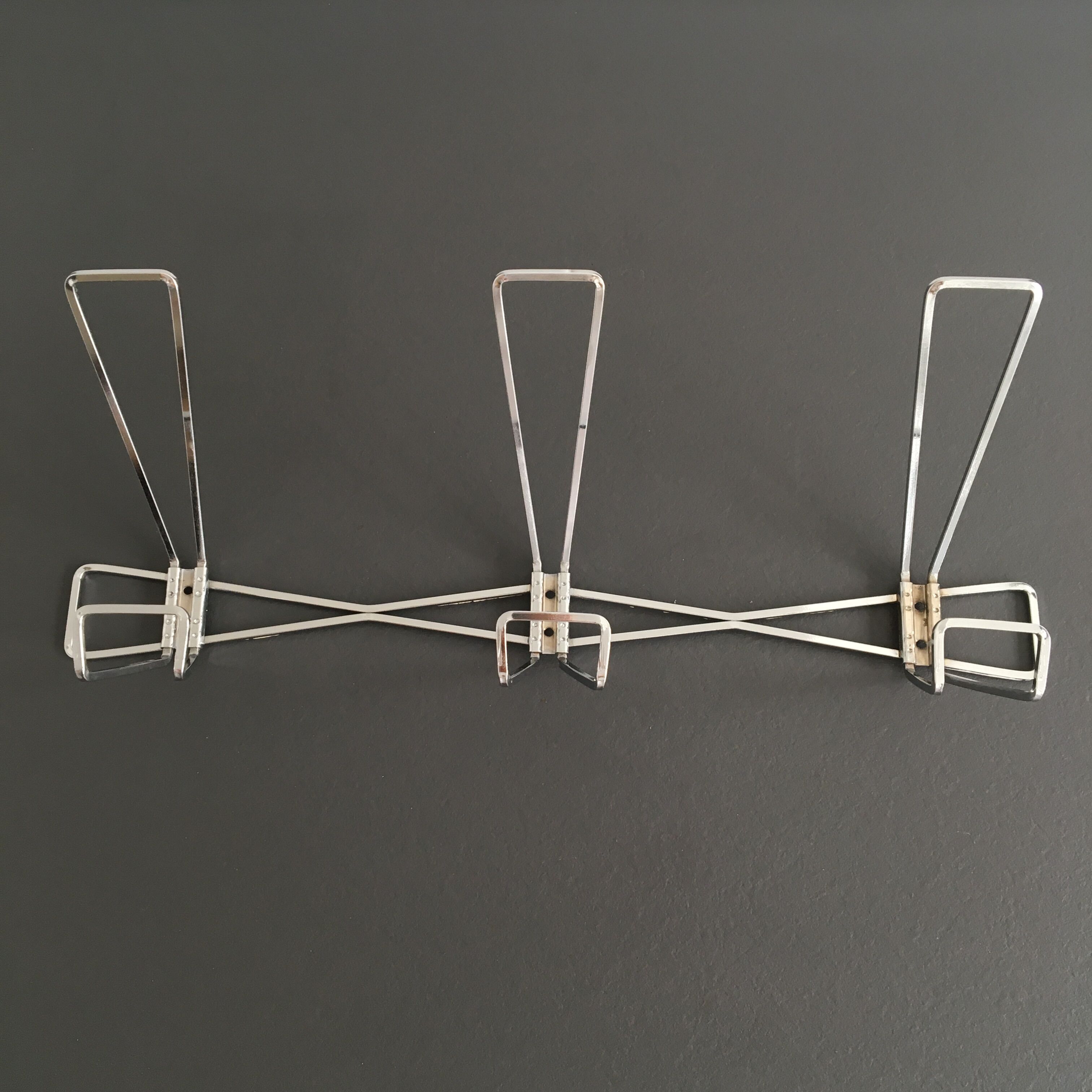 Vintage triple patère in silver metal