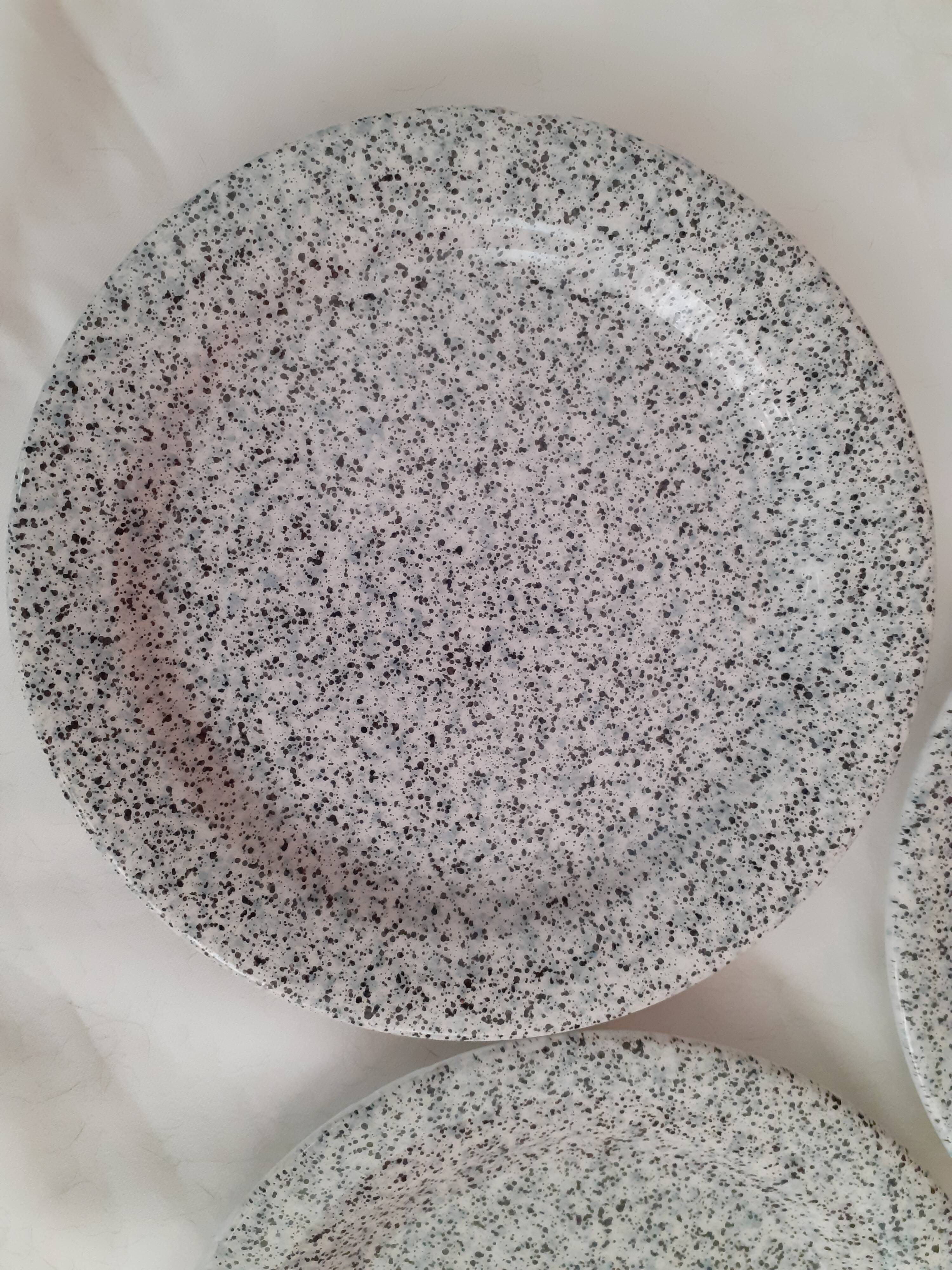 Set of five speckled dessert plates