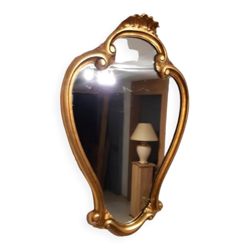 Miroir coquille en bois et stuc doré XXè 52x77cm