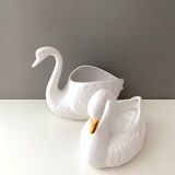 Lot of two vintage swan flower pots