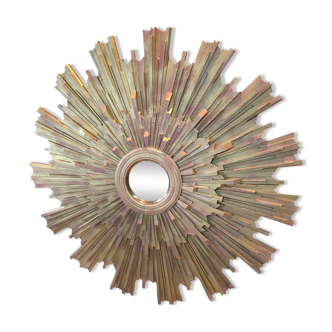 Monumental sun mirror in gilded oak 160 cm