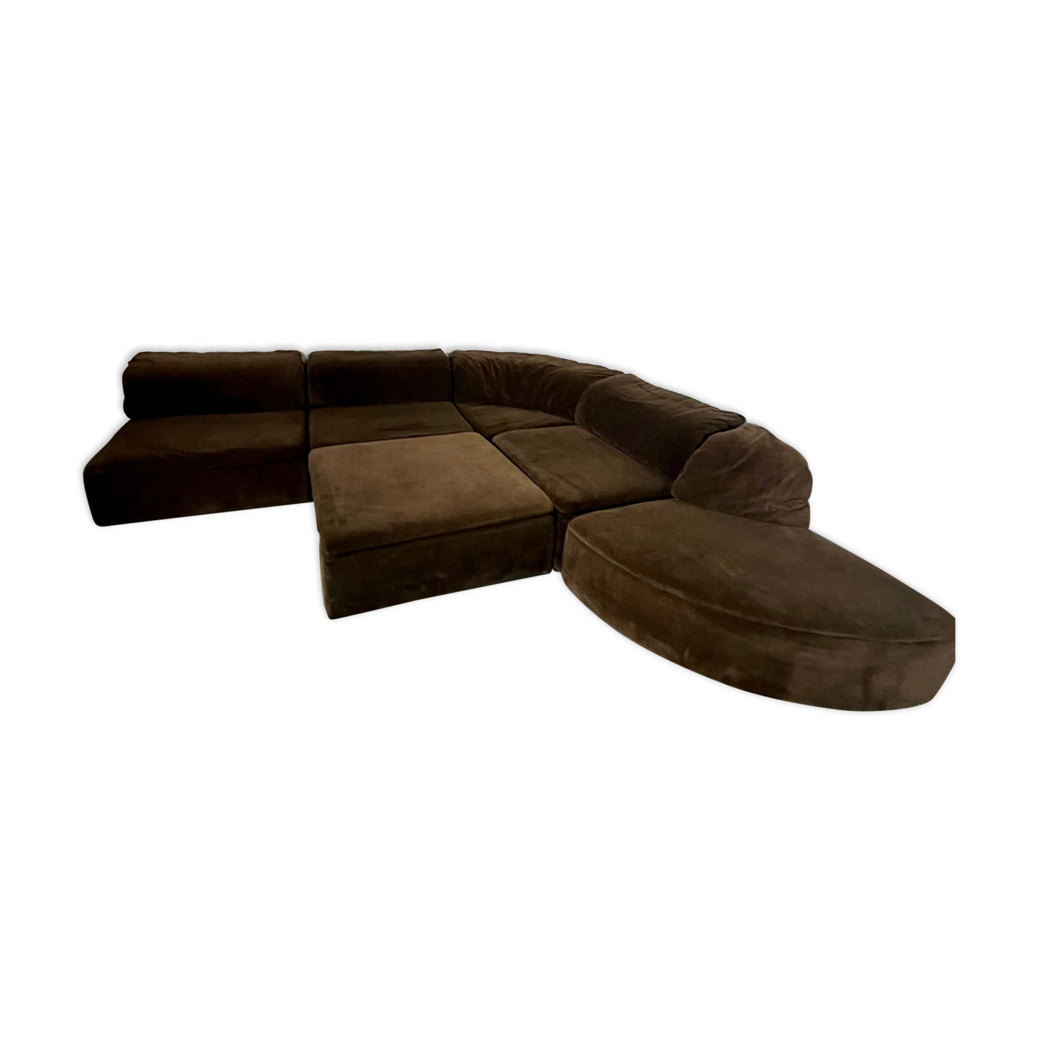 Old vintage modular sofa 6 elements of the 70s velvet / design