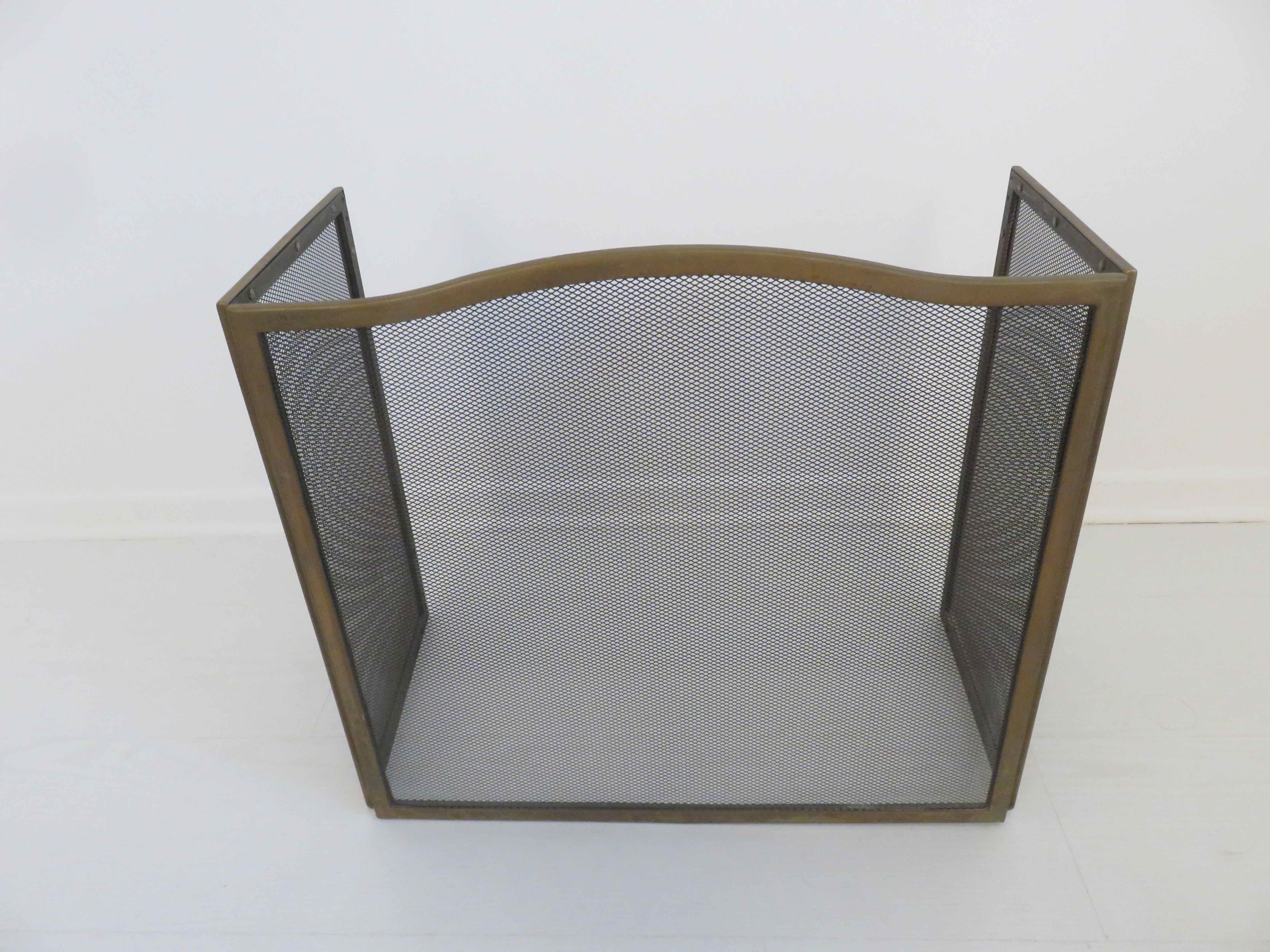 3-panel brass fireplace screen 70s