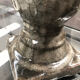 Ceramic candle holder in "Raku" style, blue-grey crackled.