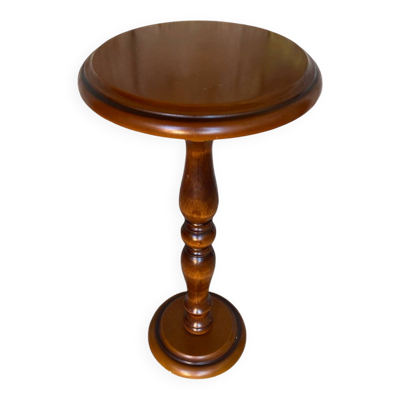 Sellette Guéridon Ancien Bois Tourné + Piétement Pierre Porte Pot Vint