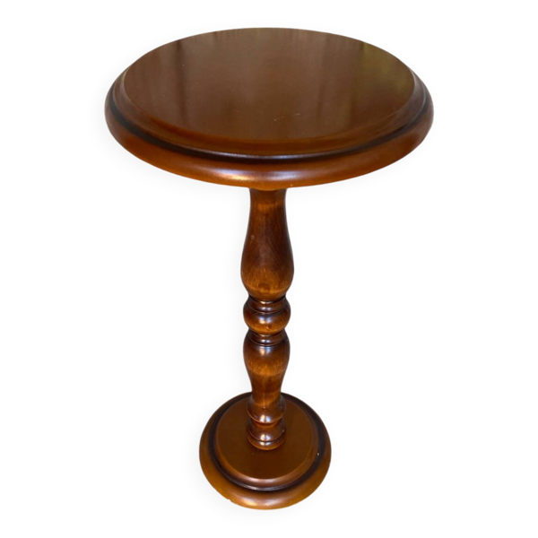 Sellette Guéridon Ancien Bois Tourné + Piétement Pierre Porte Pot Vint