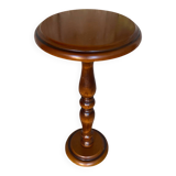 Antique Turned Wood Side Table + Stone Base Vintage Plant Stand