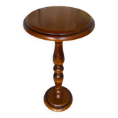 Antique Turned Wood Side Table + Stone Base Vintage Plant Stand