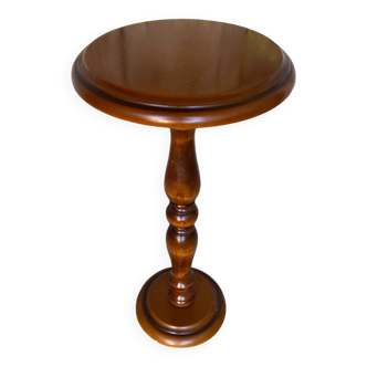 Antique Turned Wood Side Table + Stone Base Vintage Plant Stand