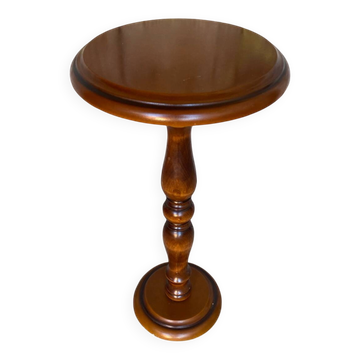 Antique Turned Wood Side Table + Stone Base Vintage Plant Stand