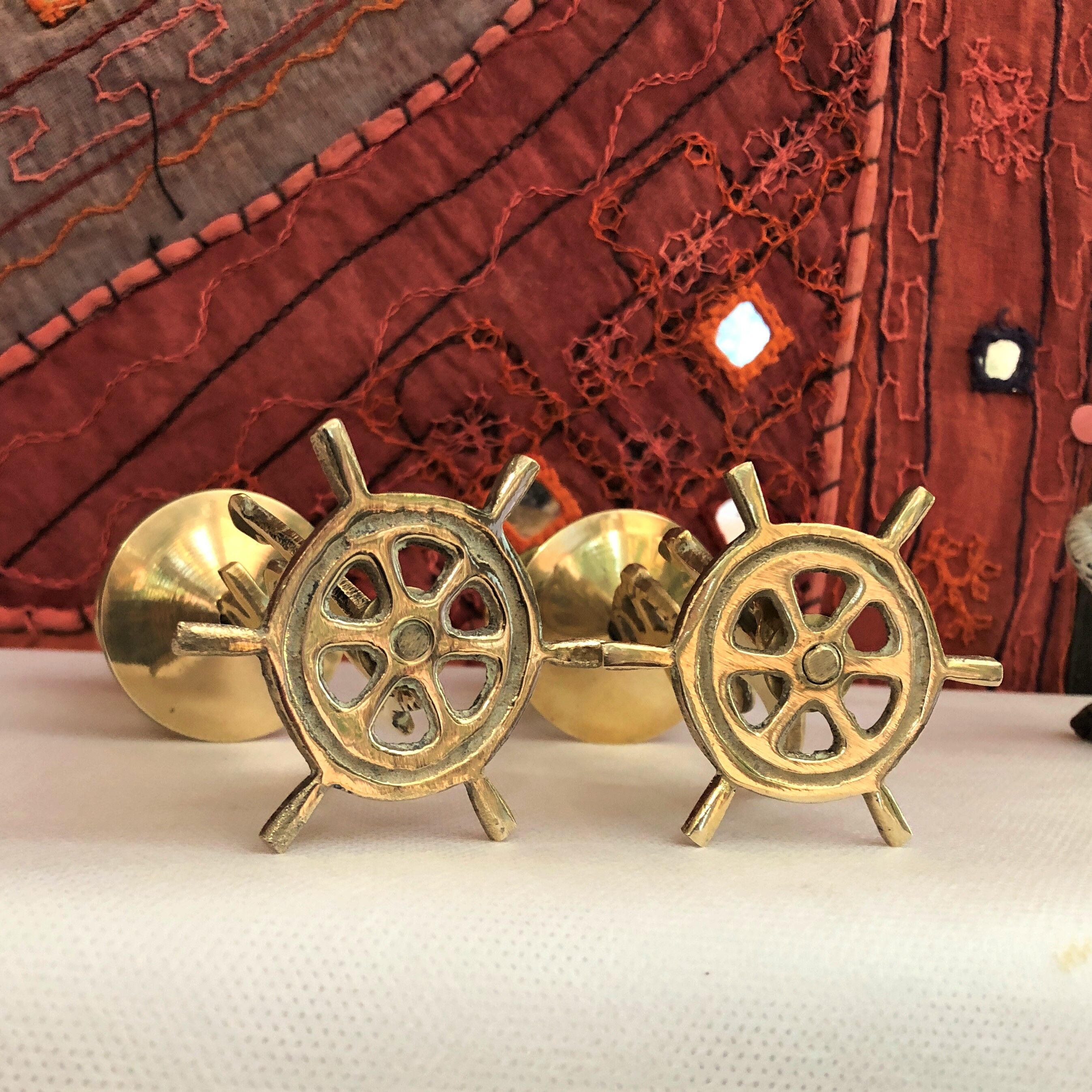 Pair of gilded brass candlesticks