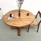 Round pine table "Les Arcs - 1970"