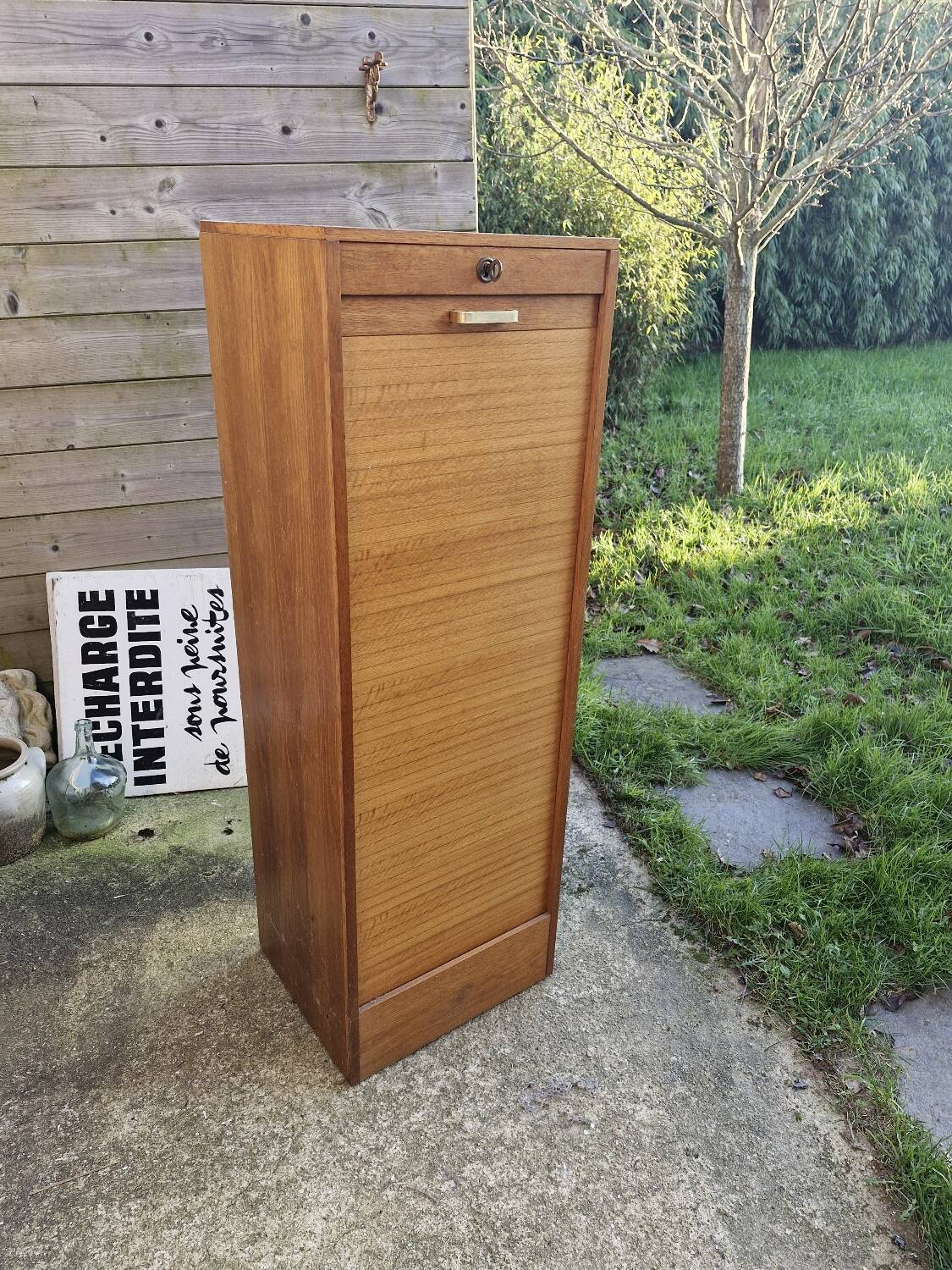 Filing cabinet with curtains