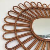 Flower rattan mirror